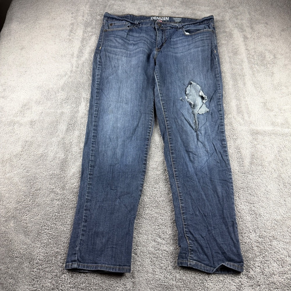 Denizen Levis Modern Straight Crop Jeans Womens 12 Blue Medium‎ Wash Low Rise